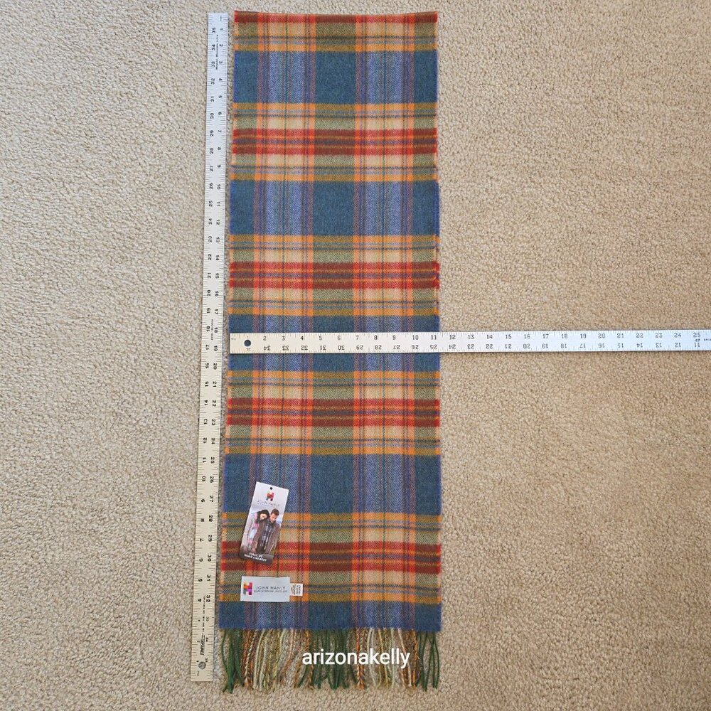 NWT John Hanly Extra Fine Merino Wool Plaid Scarf - Picture 3 of 10
